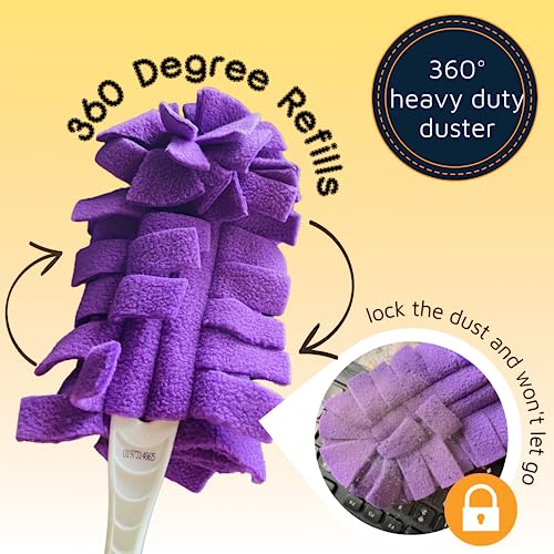 Flammi 360° Fleece Duster Refills for Swiffer, Reusable Dusting Refills Heavy Duty Cloths for Cleaning Compatible with Swiffer Hand Duster (3 Pack-Mixed Color)