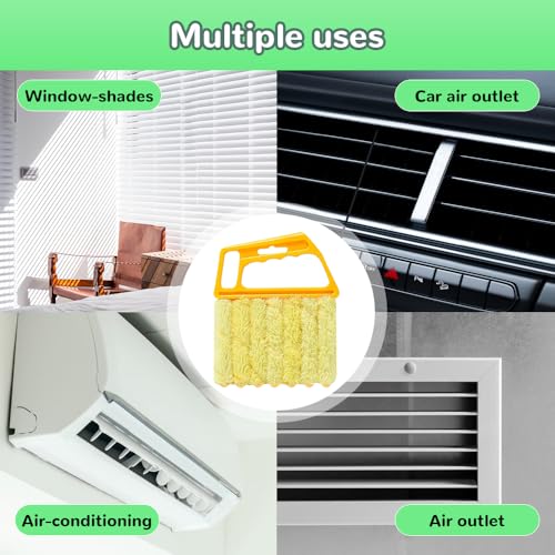Blind Cleaner Duster Tool,Upgrade Detachable Window Blind Cleaner Tool,7 Fingers Dusting Cleaner Mini Blind Duster Brush for Wood Blinds Air Conditioner Vents Fans Car Vents Cleaning (Orange) - color: Orange