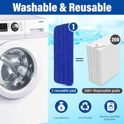 16.5" Microfiber Mop Pads Refills, 4 Pack Reusable Replacement Heads | reusable wet mop refills, machine washable for 14-16 inch spray mops, hardwood floors, dust cleaning & scrubbing - color: 16"bluegrey*4