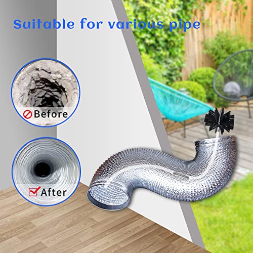 HOKLNUSE Dryer Vent Cleaner Kit Chimney Sweep Cleaning Tools Pellet Stove Cleaner Kit Air Dryer Duct Fireplace Brushes for Easy Lint Cleaning with 4" and 6" Brush Heads (Heavy Duty, 20Feet) - color: Heavy Duty, size: 20Feet