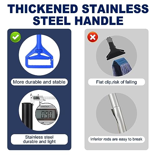 KeFanta 60 Inch Mop Handle Commercial Heavy Duty,Industrial Metal Mop Stick Replacement Quick Change,Wet Mops Head Replacement Holder for Floor Cleaning,3 Pack - size: 3 Pack
