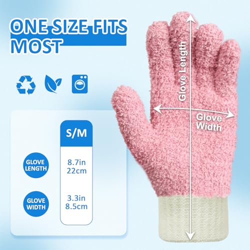 MIG4U Microfiber Dusting Gloves House Cleaning Glove for Blinds, Windows, Shutters, Furniture, and Car, Reusable Lint-Free Pink 1 Pair S/M - color: Pink 1 Pair, size: Small-Medium