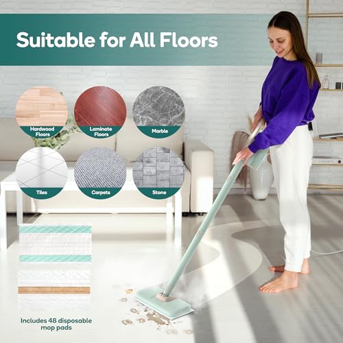 Newbealer Steam Mop NB602N Bundle with 48 Pcs Disposable Mop Pads