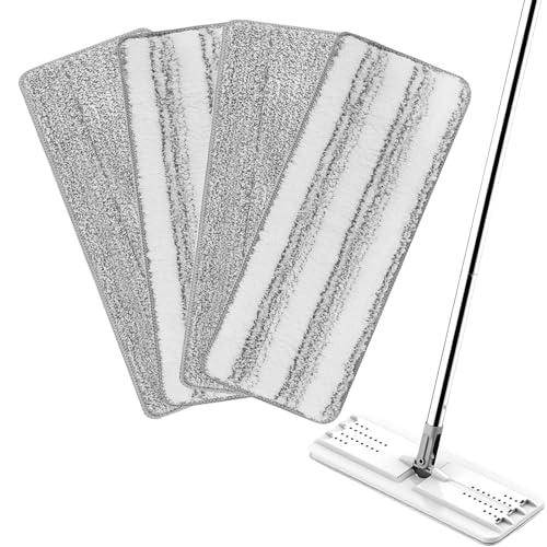 4 Pack Mop Replacement Pads Compatible with Joymoop Flat Mop or Mop Bucket Set - Microfiber Flat Mop Pads for All 13" X 4.9" Squeeze Flat Floor Mop - Washable Mop Head Replacement - color: 4 Pack