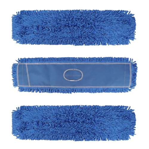 36 Inch Dust Mop Head: Replacement Medium Washable Commercial Mop Head Sweeper and Janitorial Replacement Blue (Blue - 36 Inch, 3 Pack) - color: Blue - 36 Inch - 3pack - Scrubby