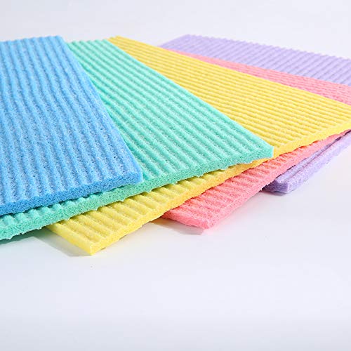 Reusable Cleaning Cellulose Sponge Cloths Absorbent Wipes Clean Kitchen Car Dish Eco-Friendly Dishcloth Hand Towel Auto - 1pack (5pcs) - Non Vacuum - style: 5pcs - Non Vacuum