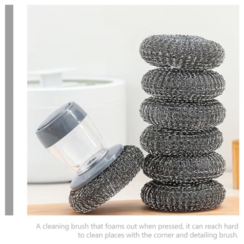 NOLITOY 1Set Hydraulic Palm Cleaning Brush Versatile Kitchen Scrubbing Tool for Dishes Pots Surfaces Refillable Soap Dispensing Feature Durable Bristles for Non Stick Cookware