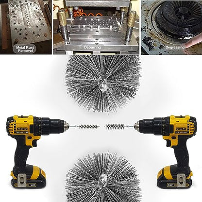 ASNOMY 14Pcs Stainless Steel Bore Brush for Drill,5/16"-1" Metal Bristles Wire Brush Bore Cleaning Brush Set for Power Drill Cleaning, Abrasive Wire Brush with 1/4" Hex Shank - style: 14Pcs 5/16''-1'' Inch Bore Brush