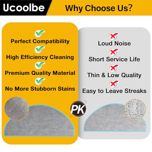 6 Pack Replacement Parts for iRobot Roomba Combo Essential Robot Vacuum & Mop Y0140 / Y0110 / Q0110 / Q0120 / Q0520/ Roomba 104 / Roomba 105 Combo, Microfiber Washable Mopping Pads