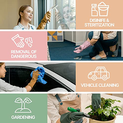 MAMISON 3 Pairs Colorful Reusable Waterproof Household Dishwashing Cleaning Rubber Gloves, Non-Slip Kitchen Glove - size: Medium