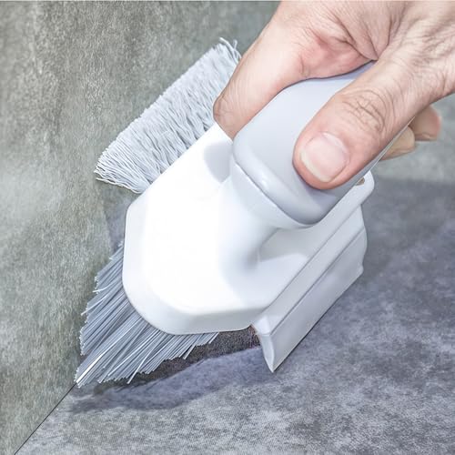 4-in-1 Grout and Scrubber Corner Brush with Scraper Tool, for Cleaning Tile, Grout, Kitchen, Bathroom, Sink, Floor, Shower