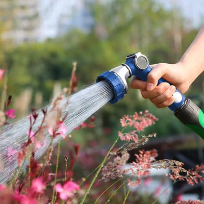 RESTMO Heavy Duty Hose Nozzle, Metal Garden Water Hose Sprayer with 7 Watering Patterns, Thumb Control, On Off Valve, High Pressure Nozzle Sprayer for Watering Plants, Car and Pet Washing, Blue - color: Blue