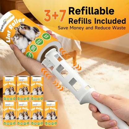 Extra Sticky Lint Roller, 1000 Sheets Value Pack with 3 Reinforced Handles, Tear-Resistant Sheets for Pet Hair, Clothes, Couch & Car - size: 1000Sheets+3 Handles