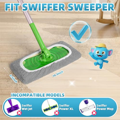6 Pack Reusable Mop Pads Compatible with Swiffer Sweeper Mop, Washable Wet Pads Refill, Dry Sweeping Cloths, Microfiber Pads for Mopping Floors (Gray, White) - color: Gray, White