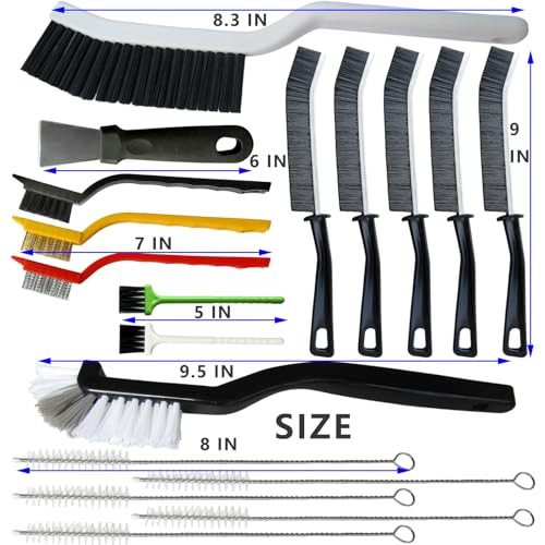 CRAFNEW 18Pcs Gap Crevice Cleaning Brush Set, All-Round Detail Scrub Brushes for Deep Cleaning Tile Grout, Window Tracks, Car Air Vents, Kitchen Sinks & Bathroom Narrow Grooves