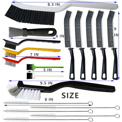 CRAFNEW 18Pcs Gap Crevice Cleaning Brush Set, All-Round Detail Scrub Brushes for Deep Cleaning Tile Grout, Window Tracks, Car Air Vents, Kitchen Sinks & Bathroom Narrow Grooves