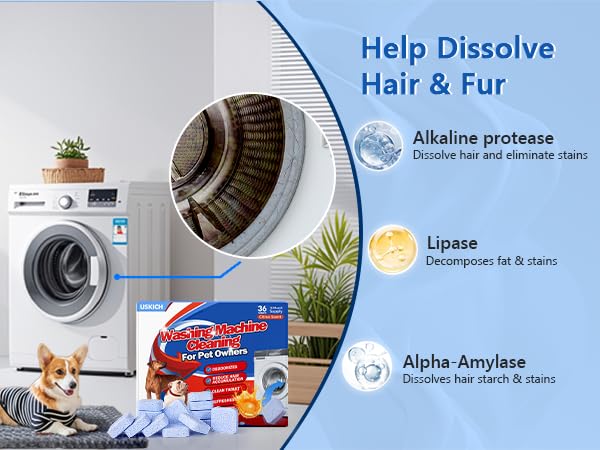 Washing Machine Cleaner-36Pack-18 Month Supply,Washer Machine Cleaner Tablets Formulated For Pet Owners,Easy Pet Hair Remover for Laundry,Compatible with HE, Top & Front Load Washer.Septic Safe - style: Pet Cleaners-Or