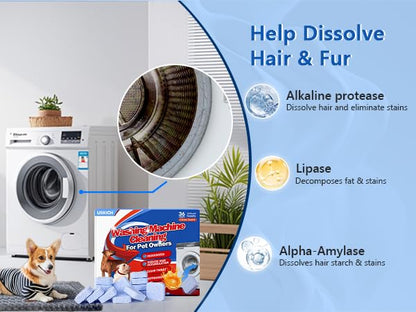 Washing Machine Cleaner-36Pack-18 Month Supply,Washer Machine Cleaner Tablets Formulated For Pet Owners,Easy Pet Hair Remover for Laundry,Compatible with HE, Top & Front Load Washer.Septic Safe - style: Pet Cleaners-Or