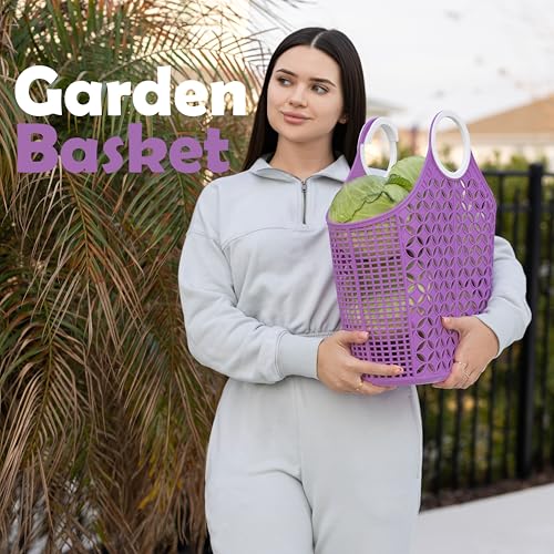 Fox Run Purple Cleaning Caddy, Laundry and Produce Basket with Built-In Handles, 6" x 14" x 18" - color: Purple