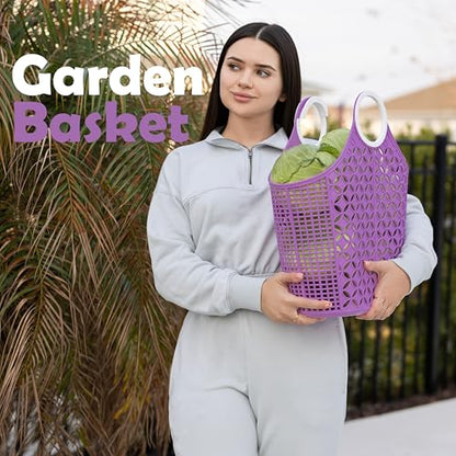 Fox Run Purple Cleaning Caddy, Laundry and Produce Basket with Built-In Handles, 6" x 14" x 18" - color: Purple