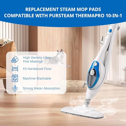 LINNIW 6 Pack Replacement Steam Mop Pads Compatible for PurSteam ThermaPro 10-in-1 - size: Pack of 6