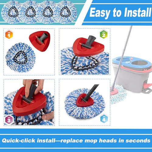 16 Pack Spin Mop Replacement Heads, Only Fit for RinseClean 2-Tank System, 100% Microfiber Spin Mop Refill Head,Spinning Mop Head Replacement for Floor Cleaning - size: 16Pack