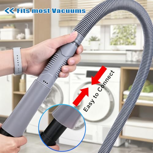 3 Pieces Dryer Vent Cleaner Kit: Vacuum Hose With Brush & Gloves Fits for Vacuums Cleaner, Refrigerator Condenser Coils, Tight Spaces Behind Appliances, Deep Cleaning Tools for Clogged Ducts-Gray - color: Gray(Complete Kit)