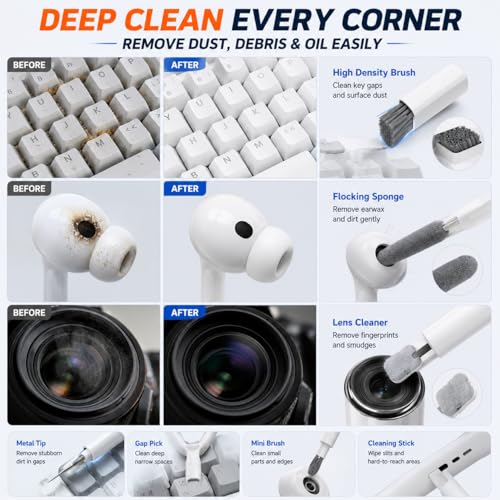 33-in-1 Electronics Cleaning Kit, Magnetic Professional Keyboard Cleaner with Retractable Brush, Screen Cleaner and Earbud Cleaning Pen for Computer, iPhone, Laptop, PC and Airpods - color: 32-in-1 White