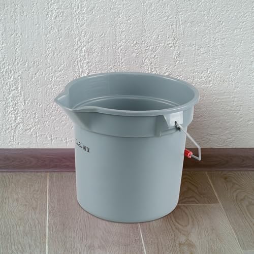 4-Pack 3.5 Gallon Industrial Round Utility Pail with Handle, Gray | 14 Quart, Plastic, Car Wash Bucket