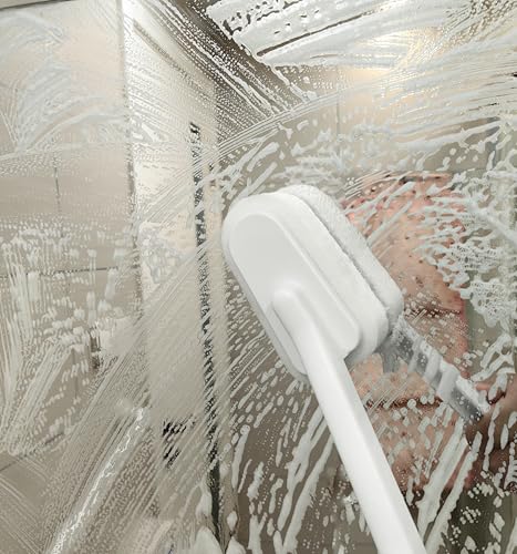 Extended Handle Sponge Scrubber with Integrated Scouring Pads: Ultimate Kitchen, Bathroom & Shower Cleaning Tool for Effortless Wash & Scrubbing (Long Handle Brush Sponge) - color: Long Handle Brush Sponge