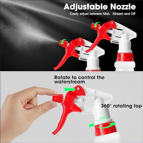 Rtteri 24 Pcs 16 Oz Plastic Spray Bottle for Cleaning Solutions Bulk Empty and Reusable Leak Proof Spraying Bottles for Cleaning, Water, Auto Details, Commercial, Bathroom(Red, White) - color: Red, White