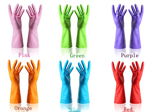 Guzon 4 Pair Waterproof Reusable Dishwashing Nitrile Gloves for Car-washing Laundry Household Cleaning Medium