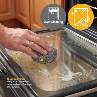 PAMI Heavy Duty Stainless Steel Sponge Scrubber Non-Scratch Metal Sponges Kitchen Metal Scratch Pads for Pots Pans Pack of 4
