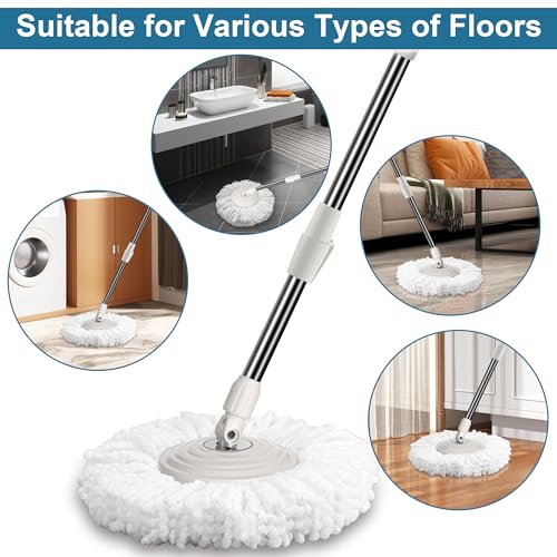 3 Pack Mop Heads Replacements, Compatible with FunClean Spin Mop & RinseWise Mop Bucket, Microfiber Spin Mop Head Refill Cleaning Supplie for Home Industrial and Commercial Use