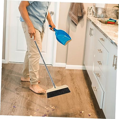 SOLUSTRE Long Handle Handled Broom with Beveled Soft Bristles for Floor Cleaning Indoor and Outdoor Use Comfortable Sweeping for Home Kitchen Garage and Industrial Spaces Reusable Dust