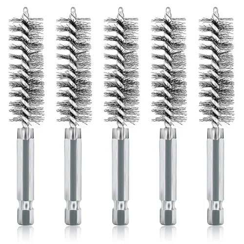 ASNOMY 5Pcs 5/8" Stainless Steel Bore Brush,Wire Brush Bore Cleaning Brush Set for Power Drill Cleaning, Abrasive Wire Brush Stainless Steel Brush with 1/4" Hex Shank - style: 5Pcs 16mm | 5/8" Inch