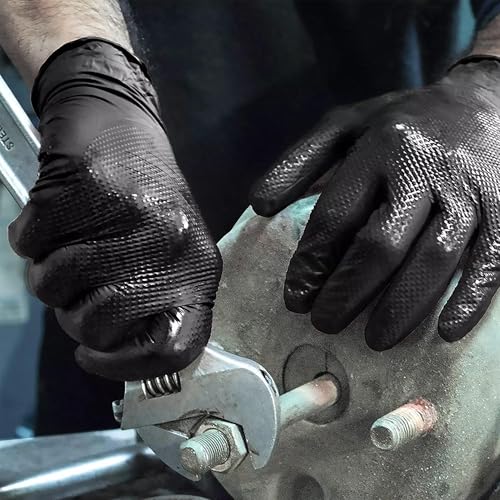 TitanFlex Heavy Duty Black Industrial Nitrile Gloves with Raised Diamond Texture, Latex Free (6mil/8mil) - color: 03 8mil (1000ct), size: Small