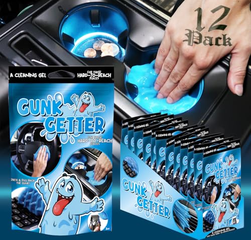 Car Cleaning Gel 12 Pack for Those Hard to Reach Places, Automotive Cup Holder Electronic Keyboard Office, Slime Gel Cleaner Dust Crumb Removal (Resealable Pouch, Blue, 3oz) 12 Pack