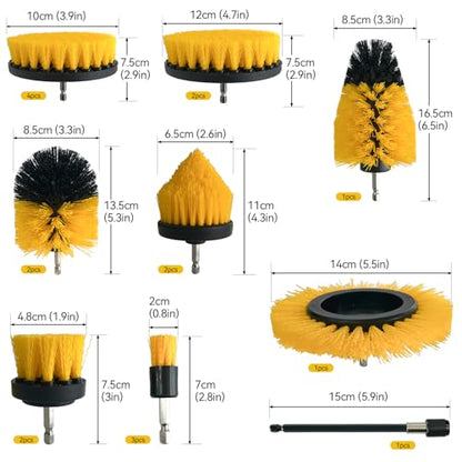 18 Pack Drill Brush Attachment Set, Power Cleaning Brushes for Drill, All Purpose Scrubber Brush with Extend Long Attachment for Bathroom Kitchen Car Detailing Tile Grout Sinks
