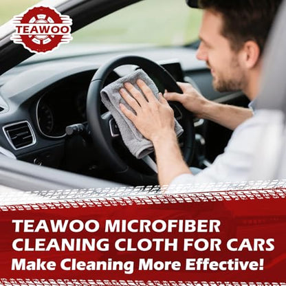 TEAWOO Microfiber Cleaning Cloths Bulk-50 Pack, Gray Microfiber Towels for Cars, Ultra Absorbent Microfiber Towel Weave Grime & Liquid for Streak-Free Mirror Shine - Car Washing Cloth, 12x12 inches - size: 50Pack Grey