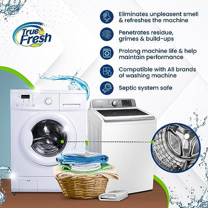 True Fresh 25-Pack Washing Machine Cleaner Tablets (12-Month Supply) & 2-in-1 Toilet Brush & Plunger Set - Ultimate Deep Cleaning for a Fresh, Sparkling Home