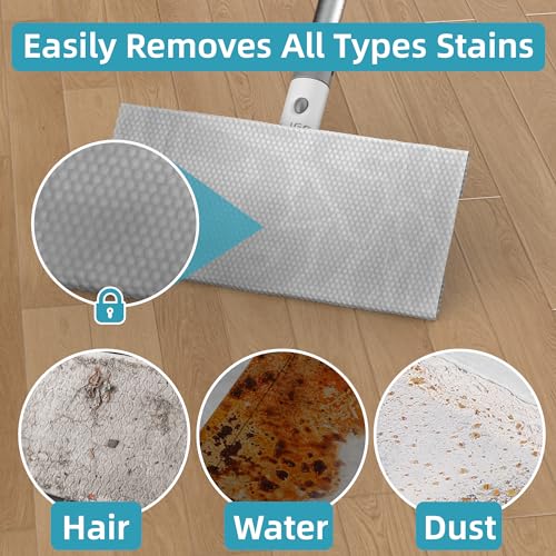 Disposable Pad Flat Mop for Floor Cleaning, 15.7 in (40 cm) Aluminum Base, 52 in Aluminum Handle, Includes 20 Dry Pads + 20 Wet Pads, Hands-Free Easy Clean – LJGG (Gray/White) - size: 51.7 in Handle, 10.8 x 5.1 in Mop Head