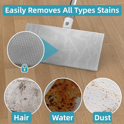 Disposable Pad Flat Mop for Floor Cleaning, 15.7 in (40 cm) Aluminum Base, 52 in Aluminum Handle, Includes 20 Dry Pads + 20 Wet Pads, Hands-Free Easy Clean – LJGG (Gray/White) - size: 51.7 in Handle, 10.8 x 5.1 in Mop Head