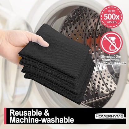 Microfiber Cleaning Cloth, 12 Pack Black Cleaning Rags,12" X 11" Lint Free Dish Towels Wash Cloths, Reusable Microfiber Towels for Home and Kitchen Bathroom Apartment Cleaning Supplies - color: Black, size: 12 Pack