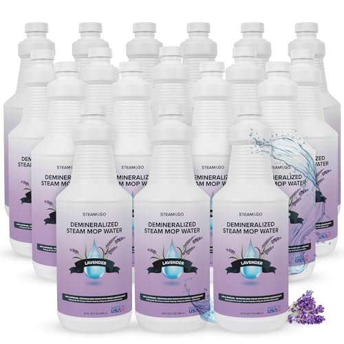 Steam & Go Demineralized Water for Steam Mop – Lavender Scent, 32 oz (Pack of 18)| Scented Floor Cleaner Solution, Ready-to-Use, Compatible with Any Steam Cleaner - size: 32 Fl Oz (Pack of 18)