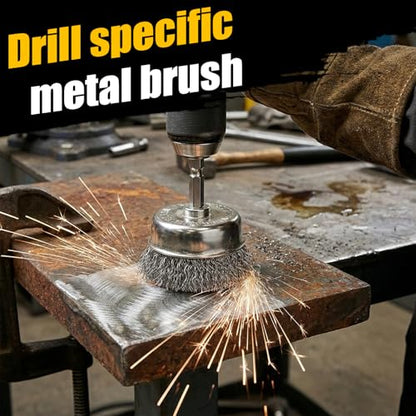 40 Pack Wire Wheel for Drill, 1/4-Inch Carbon Steel Wire Wheel Brush 8 Sizes Round Brushes with Hex Shank for Rust Removal, Corrosion and Scrub Surfaces