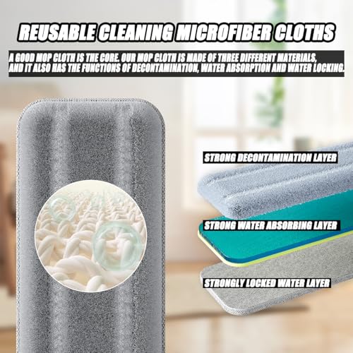 16.5" Self Wringing Flat Mop and Collapsible Bucket Set - Hands-Free Wet & Dry Microfiber Mop with Built-in Squeegee & 5 Washable Pads - Floor Cleaner for Hardwood, Laminate, and Tile - size: Mop & 5 microfiber mop pads & collapsible bucket