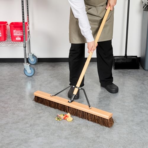 Restaurantware-BROOM HEAD ONLY: Clean Tek Professional 30-Inch Indoor Broom Head, 1 Heavy-Duty Push Cleaning Tool - Handle And Brace Sold Separately, Palmyra Bristles, Wooden, Outdoor Use - size: 30", style: Wood, with Palmyra Unflagged Bristles