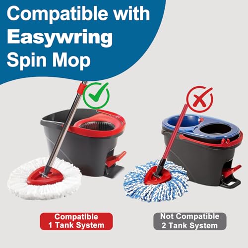 4 Pack Mop Heads Replacements, Compatible with O Cedar Easywring 1-Tank System Easy Wrin Spin Mops, Triangle Swivel Microfiber Mops, Washable & Easy to Replace - size: 4 Pack