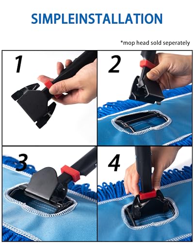 Matthew Cleaning Commercial Quick-Change Dust Mop Handle with Clip-on Metal Gripper for Heavy Duty Mop Head Replacement Holder, Fiberglass Handle 60 inch 6packs-Blue - color: Fiberglass - Blue